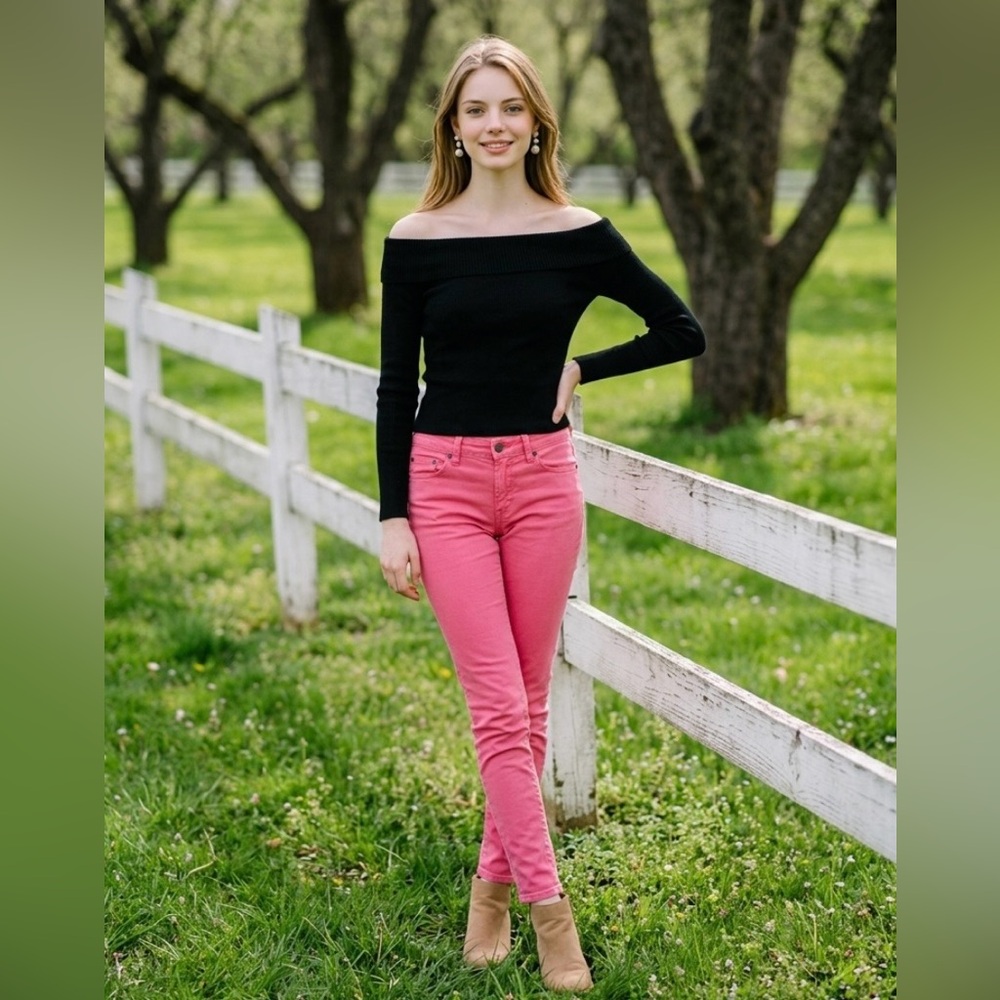 J CREW Toothpick Jeans Ankle Garment Dyed Skinny #62443 Pink Orange Sz 27